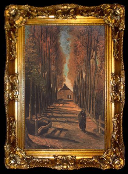 framed  Vincent Van Gogh Avenue of Poplars in Autumn (nn04), ta009-2